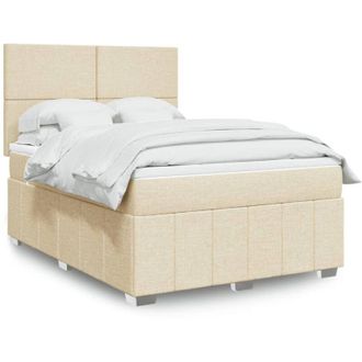 vidaXL Vidaxl Cama Box Spring Con Colch&oacute;n Tela Color Crema 140x190 Cm