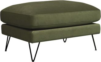 DRAWER Puf de terciopelo con patas de met&aacute;licas negras - Verde oliva