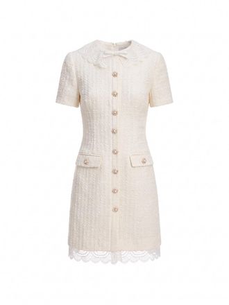 Self Portrait Boucle Lace Trim Mini Dress