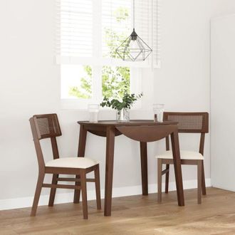 vidaXL Sillas De Comedor Con Cojines 2 Uds Madera Maciza Marr&oacute;n Caucho Vidaxl