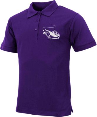 Urban Road Mens Premium Comfort Fit Short Sleeve Fish Logo Polo Shirt Summer Top (Purple, L)