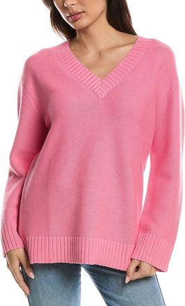 Fort&eacute; Cashmere Gathered V-Neck Sweater