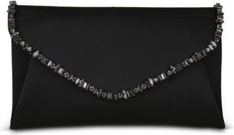 Badgley Mischka Mika Mix Crystal Neckline Envelope in Black at Nordstrom, Size Medium