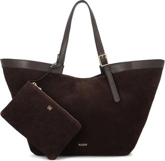 Kazar Tassen, Dames, Bruin, ONE Size, Suède, Bruine grote suède handtas