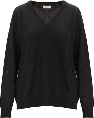 Herno V-hals Truien - Dames - V-hals truien - Zwart - 2XL - Wol - Truien & Vesten
