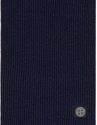 Stone Island Mens Stone Island Mixed Fabric Vanise Full Rib RWS Navy Wool Scarf - Size: U