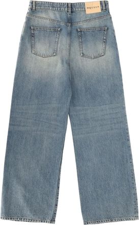 Alexander McQueen Wide Leg Cotton Jeans - Blue