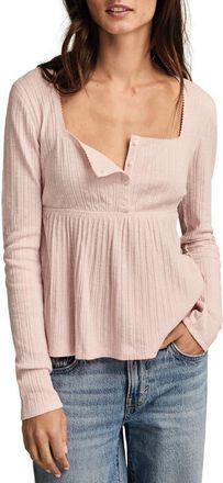 Lucky Brand Babydoll Henley Top in Sepia Rose at Nordstrom, Size X-Large