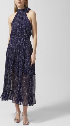 Rixo Womens Abi tie-collar chiffon dress