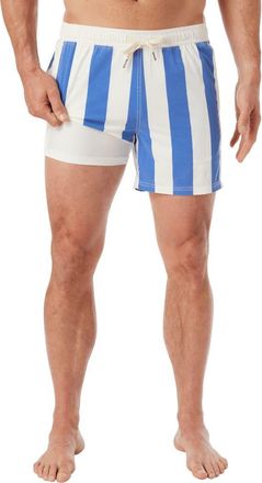 Fair Harbor The Bungalow Water Repellent Swim Trunks in Cobalt Cabana Stripe at Nordstrom, Size X-Large