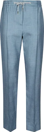 Eleventy Cigarette-Style Trousers In Linen And Silk Blend With Drawstring Waist