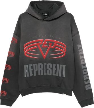 Represent Felpa con stampa e cappuccio - Nero