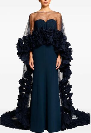 Jenny Packham Maxi-jurk met ruches detail - Blauw