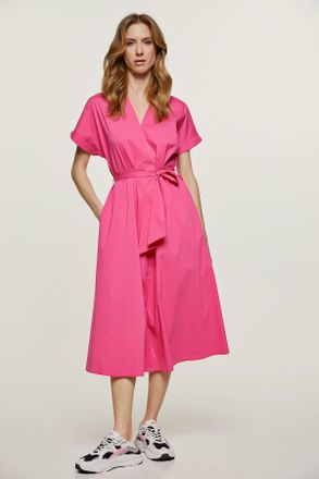 Móveis Conquista Fuchsia A-lijn Midi Jurk met Riem