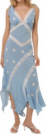 For Love & Lemons Stormie Dot Midi Dress In Blue