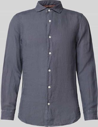 Superdry Regular Fit Leinenhemd mit Haifischkragen Modell Vacation in Anthrazit, Gr&ouml;&szlig;e XXL