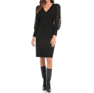 Karen Kane Lace Sleeve Dress In Black