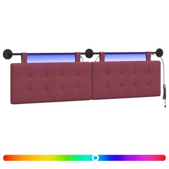 vidaXL Cabecero Colgante Con Luz Led Rojo Vino Tela Vidaxl