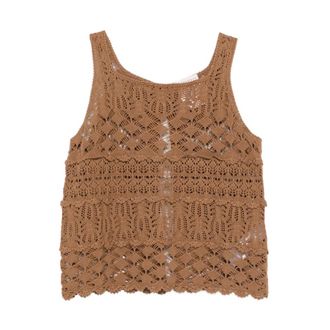 Semicouture Sleeveless Tops, female, Beige, Size: L Top