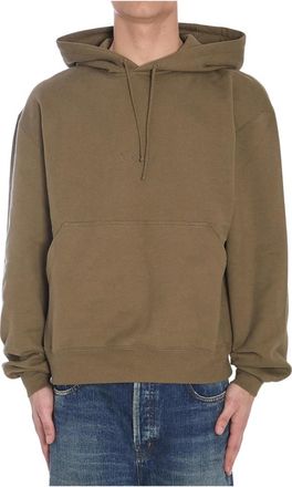 Saint Laurent Hoodie van katoen met geborduurd logo - Heren - Sweatshirts & Hoodies - Groen - Maat: M Katoen