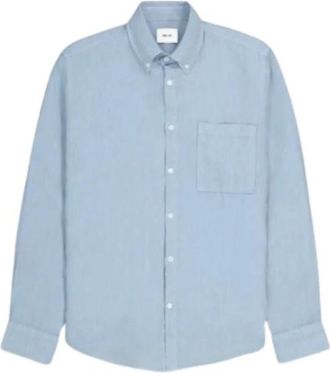 Nn.07 Casual linnen overhemd - Heren - Casual Overhemden - Blauw - S - Linnen - Overhemden