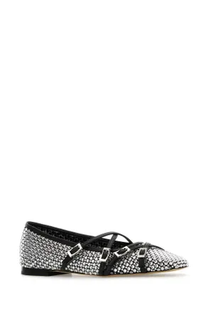 Mach & Mach Womens Embellished Fabric Ballerinas Black Ballerine Flat Shoes