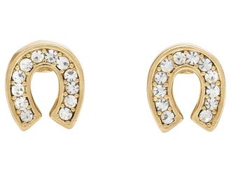 Kate Spade New York Youre A Gem Pave Horseshoe Studs Womens Earring Clear/Gold, Cubic Zirconia