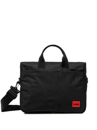 HUGO BOSS logo-patch laptop bag - men - Polyester - One Size - Black