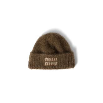 Miu Miu Mohair Beanie, Woman, Tobacco, Size L