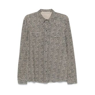 Salvatore Santoro Overhemden, Heren, Veelkleurig, L, Beige Leren Jas Klassieke Kraag