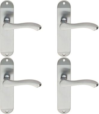 Loops 4x PAIR Scroll Lever Door Handle on Latch Backplate 180 x 40mm Satin Chrome