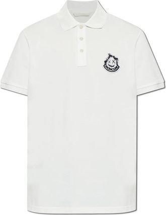 Moncler Polo Shirt met Logopatch - Heren - Polos - Wit - S - Katoen - Tops