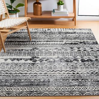Safavieh Brentwood Machine Made Area Rug, Black / Ivory Transitional Style Easy Care