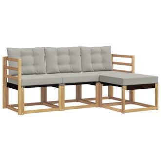 vidaXL Conjunto De Sof&aacute;s De Exterior 4 Pcs Blanco Y Gris Claro Vidaxl