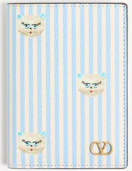 Valentino Garavani Portacarte Valentino Garavani VLogo Signature In Vitello Granato Con Stampa Le Chat De La Maison Uomo AZZURRO/AVORIO UNI