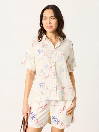 Fat Face FatFace Kara Ivory Sea Postcard Petite Shirt