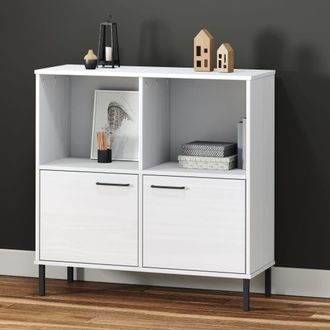 Berkfield Home Bookcase with Metal Legs White 90x35x90.5 cm Solid Wood OSLO