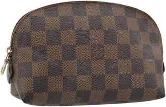 Louis Vuitton Pre-owned Damier Ebene Canvas Pouch - Dames - Vintage Tassen - Bruin - ONE Size - Leer - Vintage