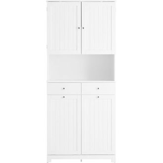 SoBuy SoBuy Mobile Bagno Salvaspazio con 2 Cesti Portabiancheria e 2 Cassetti Colonna Bagno Stretta 78x38x181cm Armadietto con Ripiano Aperto e Vano per