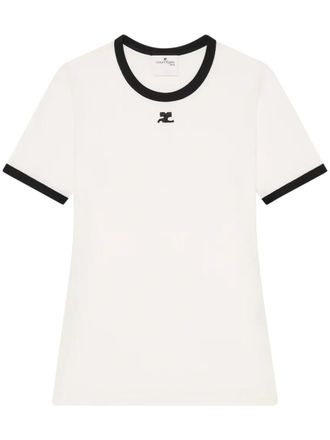 Courr&egrave;ges Contrast Trim T-Shirt With Round Neckline