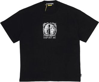 Iuter Zwarte korte mouw ronde hals t-shirt - Heren - T-shirts - Zwart - XL - Katoen - Tops