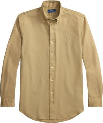 Polo Ralph Lauren Linnen Overhemd - Heren - Casual Overhemden - Beige - XL - Linnen - Overhemden