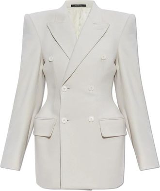 Balenciaga Hourglass Cashmere Blazer - Dames - Blazers - Grijs - XS - Kasjmier - Jassen