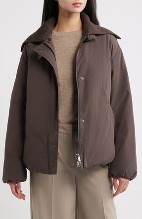 Vince Knit Collar Down Jacket in Burnt Walnut at Nordstrom, Size X-Large