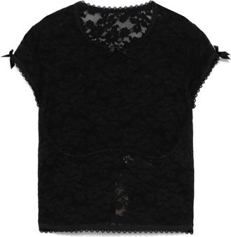 Agent Provocateur Black Frankie Cropped Lace Nylon T-Shirt