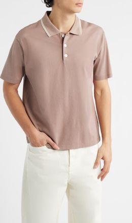 Frame Denim Cotton Pique Polo in Smoky Mauve at Nordstrom, Size Xx-Large