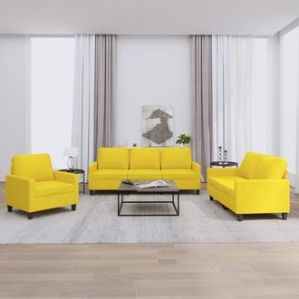 vidaXL Vidaxl - Juego De Sof&aacute;s Con Cojines 3 Piezas Tela Amarillo Claro