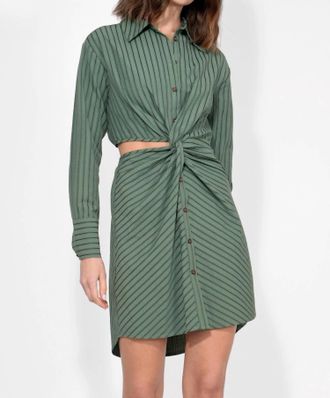 Adelyn Rae Avena Stripe Shirt Dress In Olive