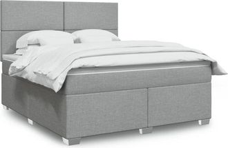 vidaXL Vidaxl - Cama Box Spring Con Colch&oacute;n Tela Gris Claro 180x200 Cm