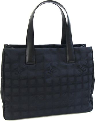 Chanel Black Nylon Canvas Leather Tote Bag (Pre-Owned)